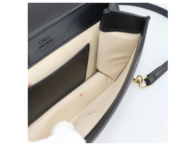 Chloé Borsa a tracolla con catena Chloe in pelle nera e oro Auth gh2335A Nero - vista 20