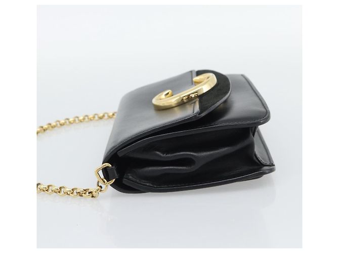 Chloé Borsa a tracolla con catena Chloe in pelle nera e oro Auth gh2335A Nero - vista 3