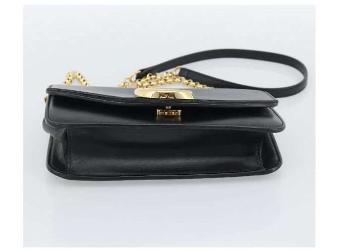 Chloé Borsa a tracolla con catena Chloe in pelle nera e oro Auth gh2335A Nero - vista 5