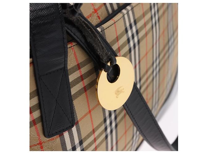Borsa Tote Burberrys Nova Check Canvas Beige Gold Auth bs36452 D'oro - vista 10