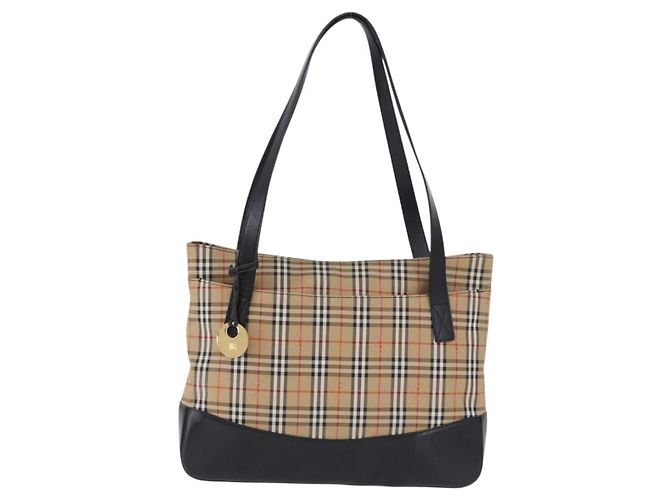 Borsa Tote Burberrys Nova Check Canvas Beige Gold Auth bs36452 D'oro - vista 13