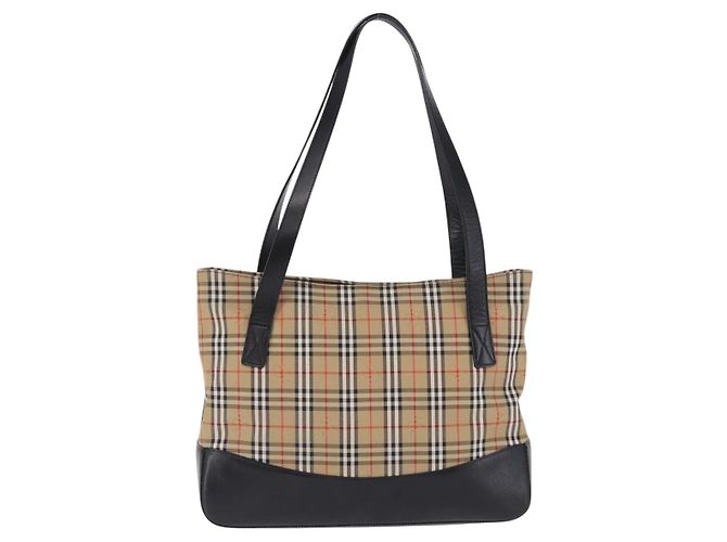 Borsa Tote Burberrys Nova Check Canvas Beige Gold Auth bs36452 D'oro - vista 2