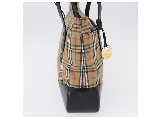 Borsa Tote Burberrys Nova Check Canvas Beige Gold Auth bs36452 D'oro - vista 4