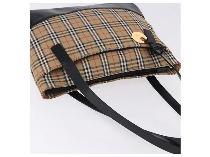 Borsa Tote Burberrys Nova Check Canvas Beige Gold Auth bs36452 D'oro - vista 6