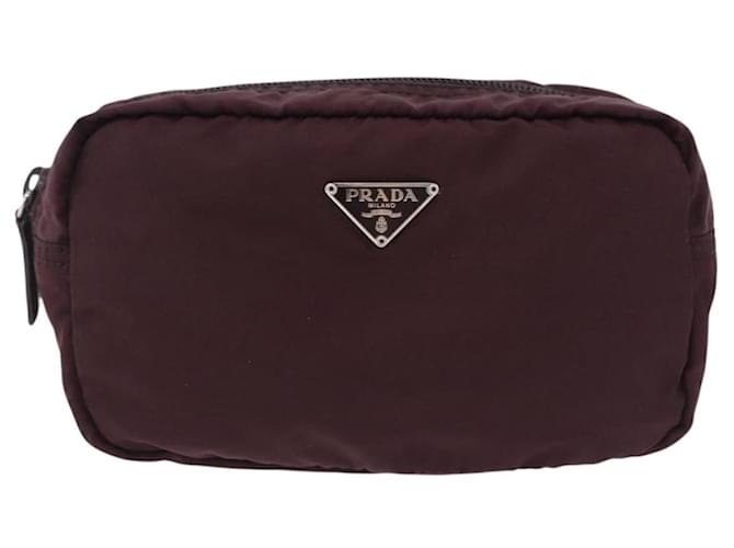 Pouch PRADA Nylon Bordeaux Silver Auth 192546A Argento Bordò - vista 13