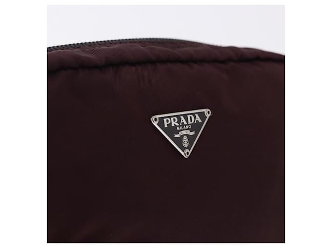 Pouch PRADA Nylon Bordeaux Silver Auth 192546A Argento Bordò - vista 17