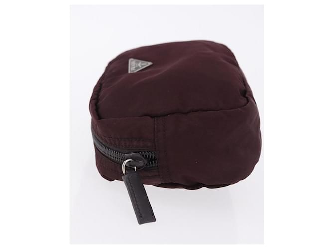 Pouch PRADA Nylon Bordeaux Silver Auth 192546A Argento Bordò - vista 4
