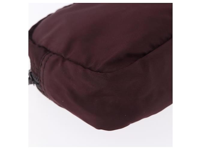Pouch PRADA Nylon Bordeaux Silver Auth 192546A Argento Bordò - vista 7