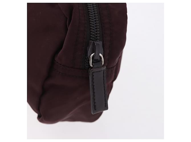 Pouch PRADA Nylon Bordeaux Silver Auth 192546A Argento Bordò - vista 8
