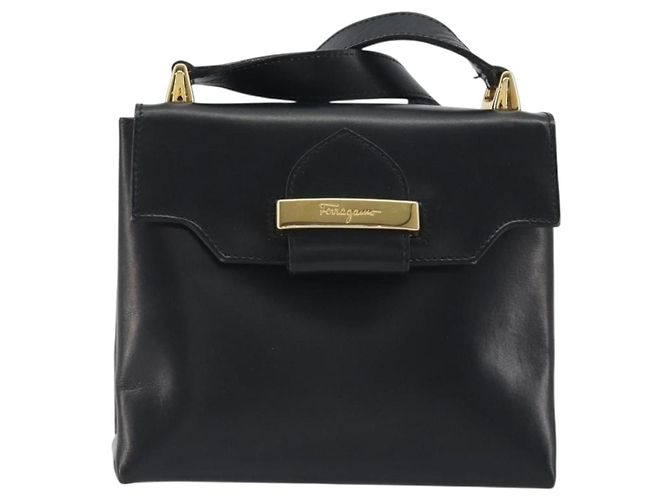 Borsa a tracolla Salvatore Ferragamo in pelle nera e oro Auth 195262 Nero D'oro - vista 13