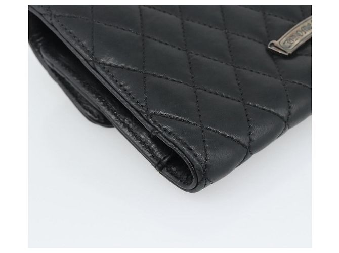 Chrome Hearts Wave4 3-Snap Quilted Long Wallet Leather Black Auth 193427SM Nero Argento - vista 16