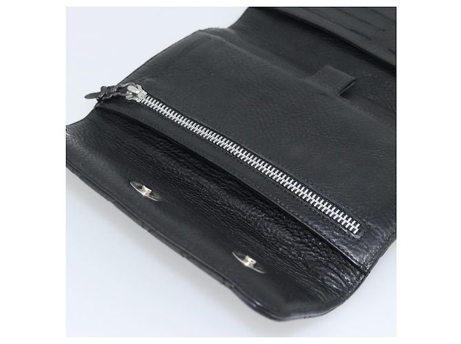 Chrome Hearts Wave4 3-Snap Quilted Long Wallet Leather Black Auth 193427SM Nero Argento - vista 19