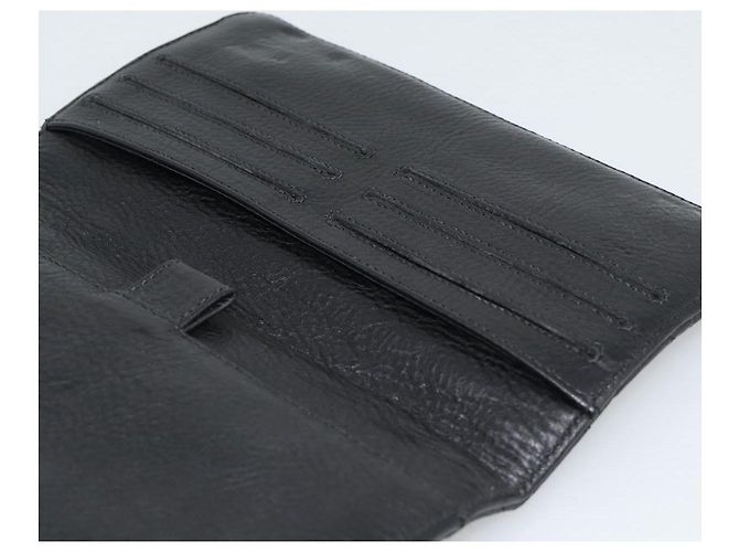 Chrome Hearts Wave4 3-Snap Quilted Long Wallet Leather Black Auth 193427SM Nero Argento - vista 20