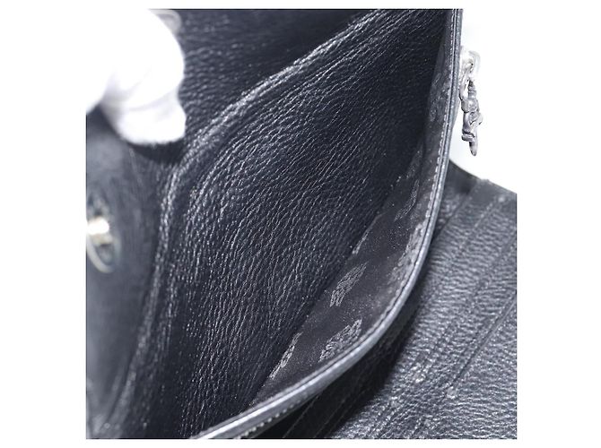 Chrome Hearts Wave4 3-Snap Quilted Long Wallet Leather Black Auth 193427SM Nero Argento - vista 21