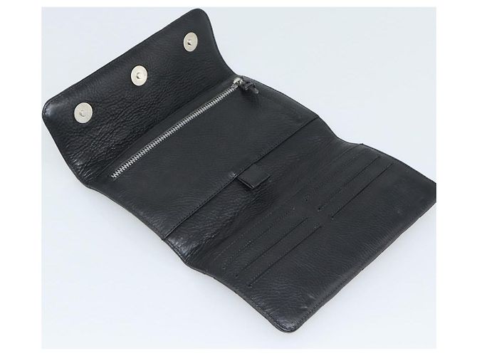 Chrome Hearts Wave4 3-Snap Quilted Long Wallet Leather Black Auth 193427SM Nero Argento - vista 9