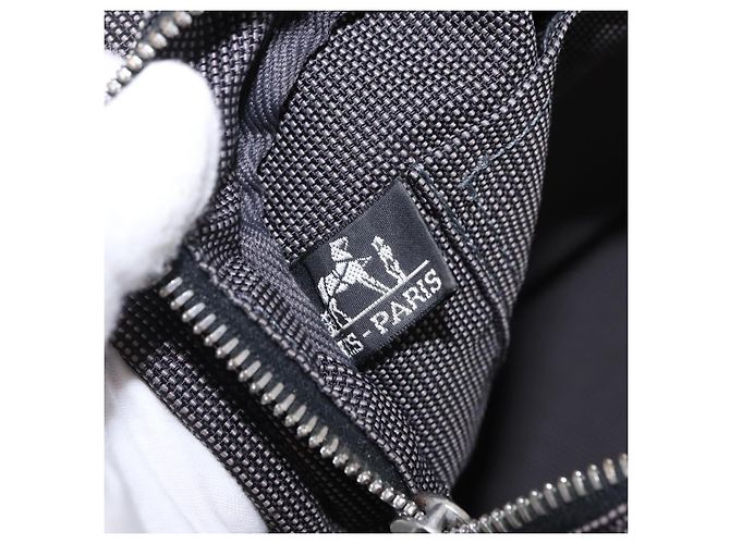 Hermès Borsa HERMES Her LineMM Canvas Gray Silver Auth 193484 Marrone Argento - vista 17