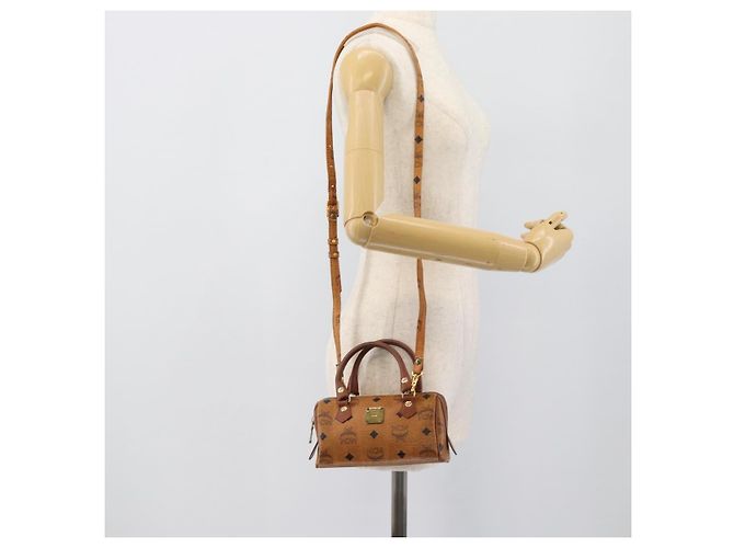 Bolso de mano MCM Vicetos Logogram PVC Leather 2way White Gold Auth 195202 Blanco Dorado - vista 18