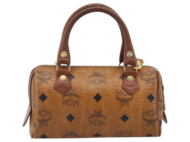 Bolso de mano MCM Vicetos Logogram PVC Leather 2way White Gold Auth 195202 Blanco Dorado - vista 2