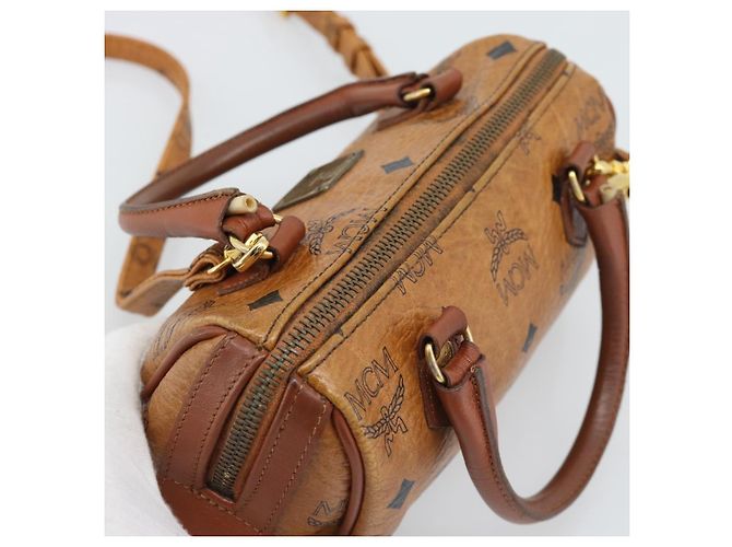 Bolso de mano MCM Vicetos Logogram PVC Leather 2way White Gold Auth 195202 Blanco Dorado - vista 5
