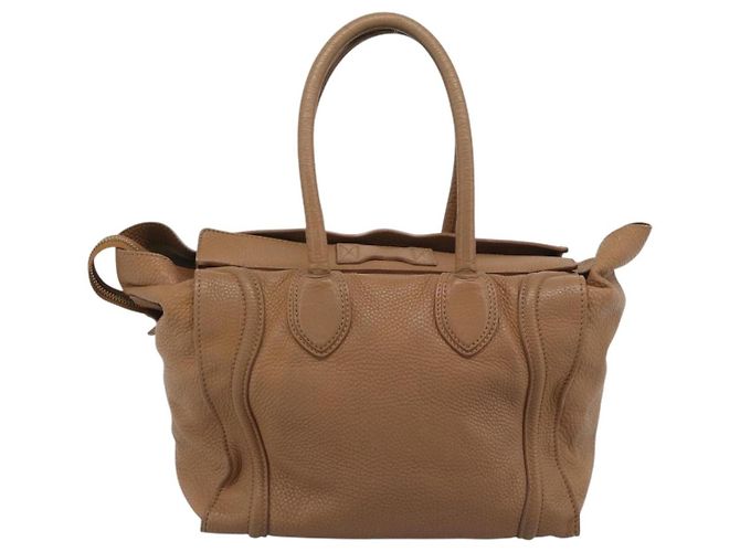 Céline CELINE Luggage Micro Shopper Hand Bag Leather Brown Gold Auth 194891 Marrone D'oro - vista 2