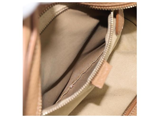 Céline CELINE Luggage Micro Shopper Hand Bag Leather Brown Gold Auth 194891 Marrone D'oro - vista 21