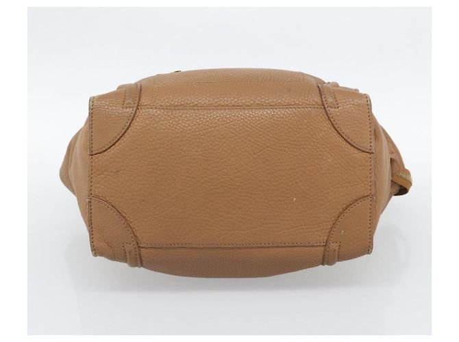 Céline CELINE Luggage Micro Shopper Hand Bag Leather Brown Gold Auth 194891 Marrone D'oro - vista 5