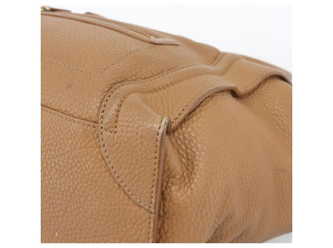 Céline CELINE Luggage Micro Shopper Hand Bag Leather Brown Gold Auth 194891 Marrone D'oro - vista 9