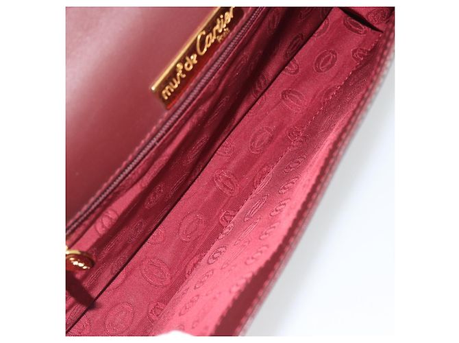 Borsa a tracolla CARTIER Must Line in pelle Bordeaux Gold Auth BA14172 - vista 10
