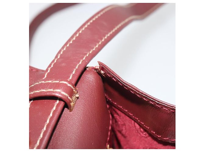 Borsa a tracolla CARTIER Must Line in pelle Bordeaux Gold Auth BA14172 - vista 11