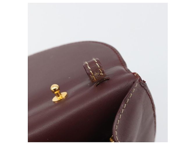 Borsa a tracolla CARTIER Must Line in pelle Bordeaux Gold Auth BA14172 - vista 12