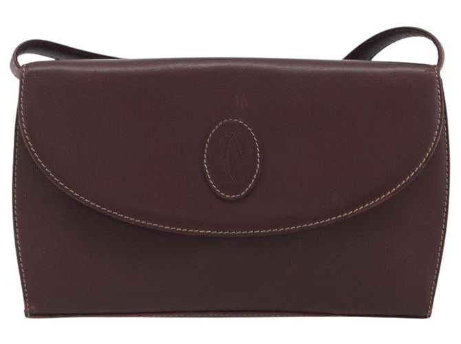 Borsa a tracolla CARTIER Must Line in pelle Bordeaux Gold Auth BA14172 - vista 13