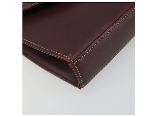 Borsa a tracolla CARTIER Must Line in pelle Bordeaux Gold Auth BA14172 - vista 14