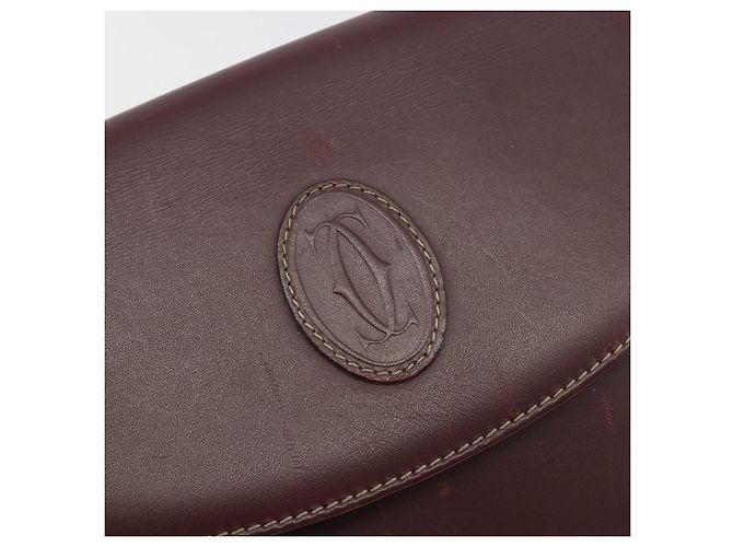 Borsa a tracolla CARTIER Must Line in pelle Bordeaux Gold Auth BA14172 - vista 17