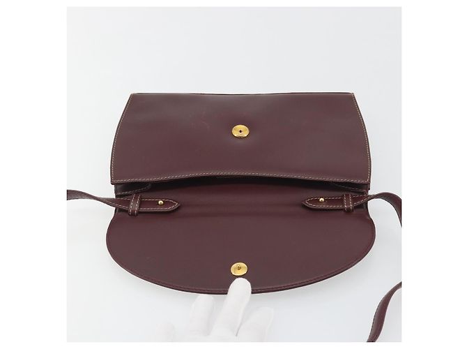 Borsa a tracolla CARTIER Must Line in pelle Bordeaux Gold Auth BA14172 - vista 18