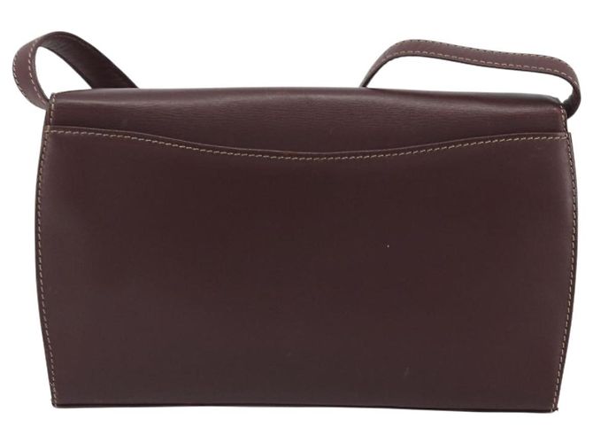 Borsa a tracolla CARTIER Must Line in pelle Bordeaux Gold Auth BA14172 - vista 2