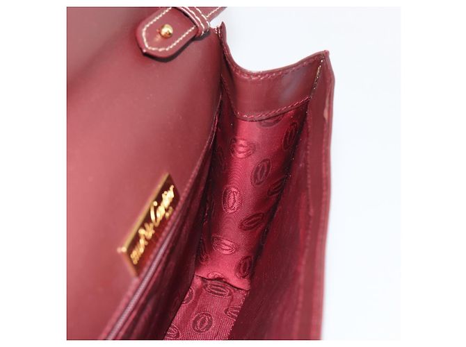 Borsa a tracolla CARTIER Must Line in pelle Bordeaux Gold Auth BA14172 - vista 20