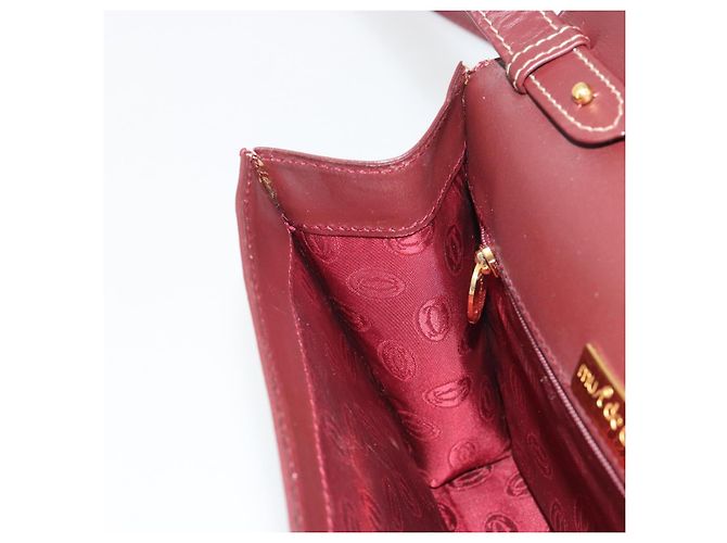 Borsa a tracolla CARTIER Must Line in pelle Bordeaux Gold Auth BA14172 - vista 21