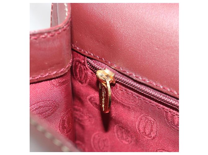 Borsa a tracolla CARTIER Must Line in pelle Bordeaux Gold Auth BA14172 - vista 22