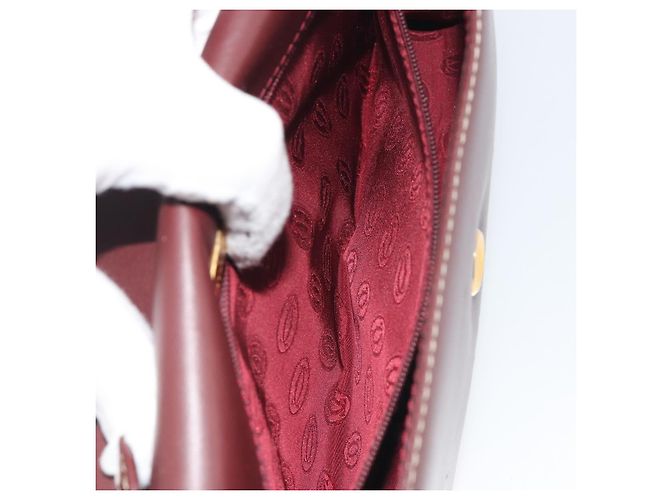 Borsa a tracolla CARTIER Must Line in pelle Bordeaux Gold Auth BA14172 - vista 23
