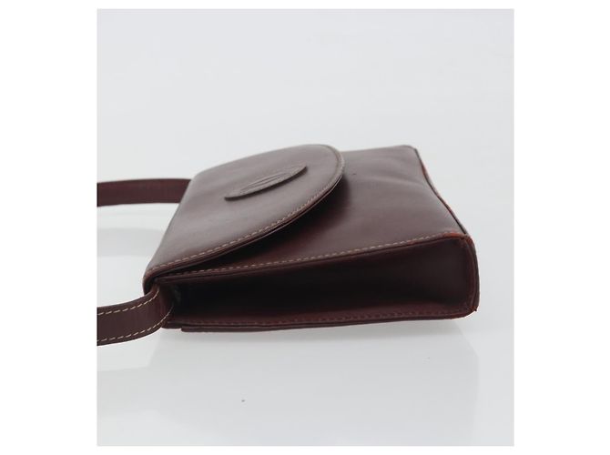 Borsa a tracolla CARTIER Must Line in pelle Bordeaux Gold Auth BA14172 - vista 4