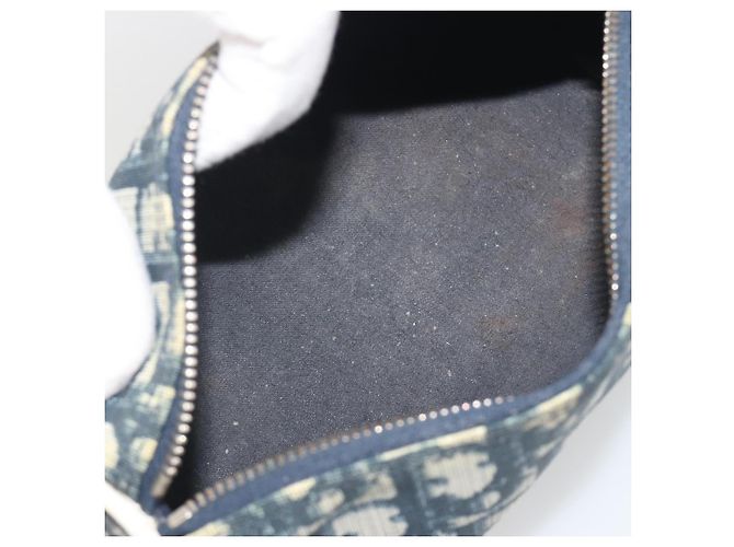 Pouch Christian Dior Trotter PVC Pelle Blu Bianco Auth 194167 - vista 10