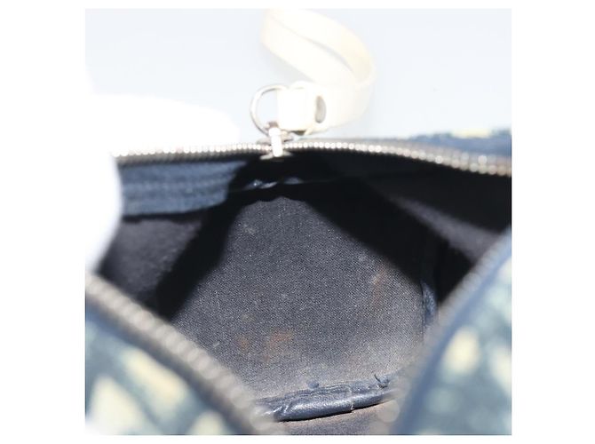 Pouch Christian Dior Trotter PVC Pelle Blu Bianco Auth 194167 - vista 11