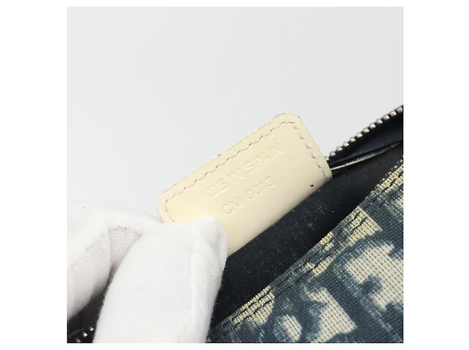 Pouch Christian Dior Trotter PVC Pelle Blu Bianco Auth 194167 - vista 12