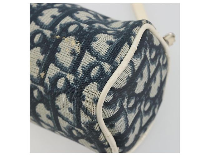 Pouch Christian Dior Trotter PVC Pelle Blu Bianco Auth 194167 - vista 15