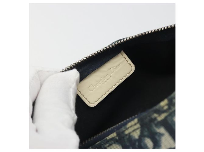 Pouch Christian Dior Trotter PVC Pelle Blu Bianco Auth 194167 - vista 17