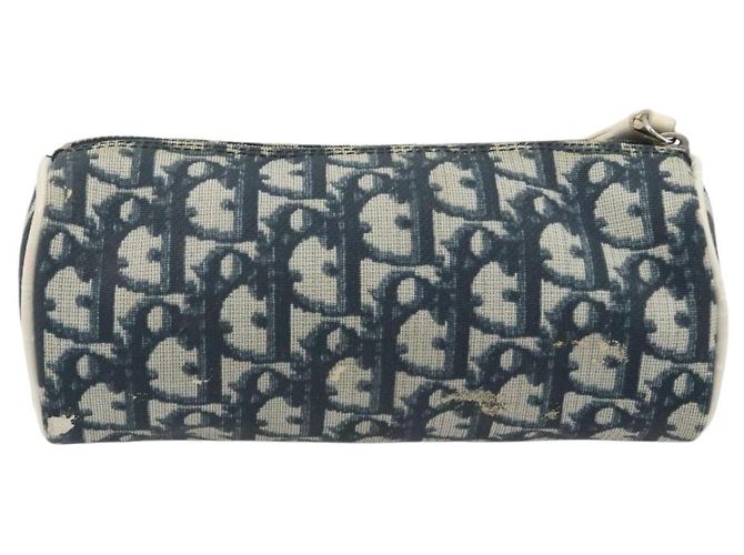 Pouch Christian Dior Trotter PVC Pelle Blu Bianco Auth 194167 - vista 2