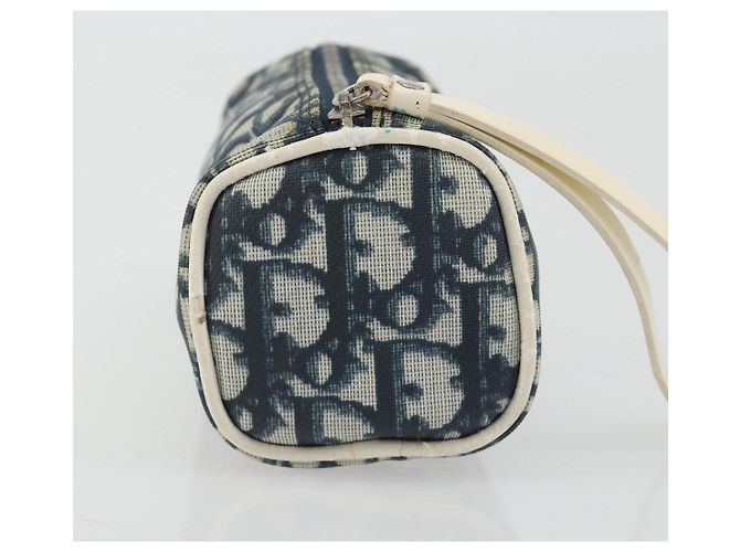 Pouch Christian Dior Trotter PVC Pelle Blu Bianco Auth 194167 - vista 4