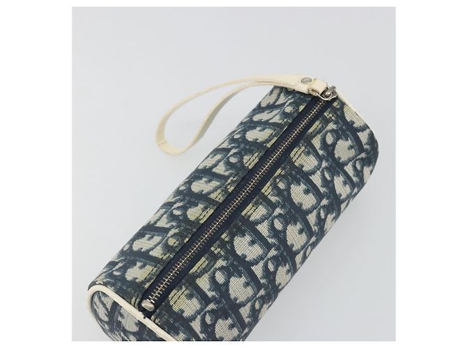 Pouch Christian Dior Trotter PVC Pelle Blu Bianco Auth 194167 - vista 5