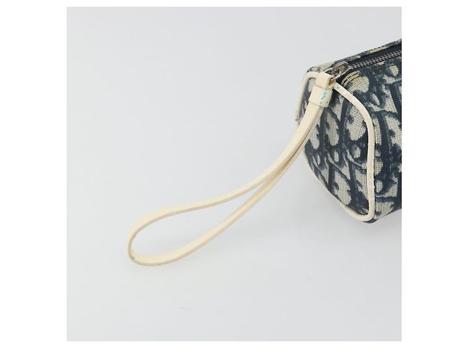 Pouch Christian Dior Trotter PVC Pelle Blu Bianco Auth 194167 - vista 9