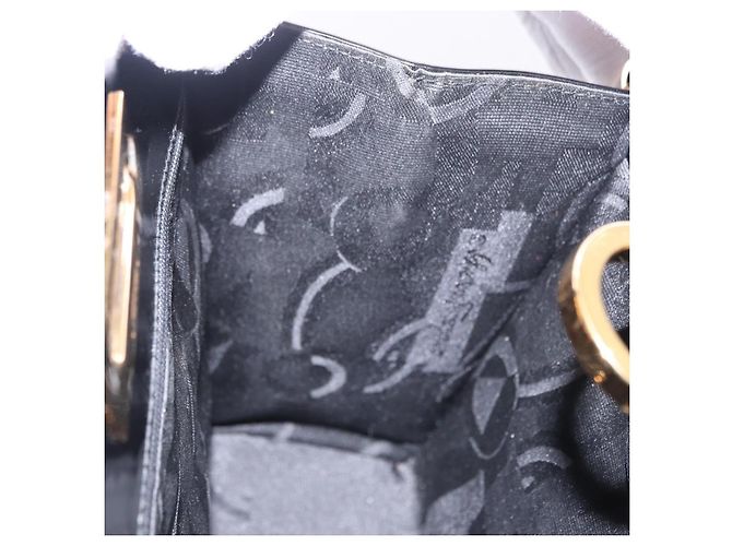 Borsa a tracolla Salvatore Ferragamo Gancini Chain Patent Black Gold Auth ka5550A - vista 18